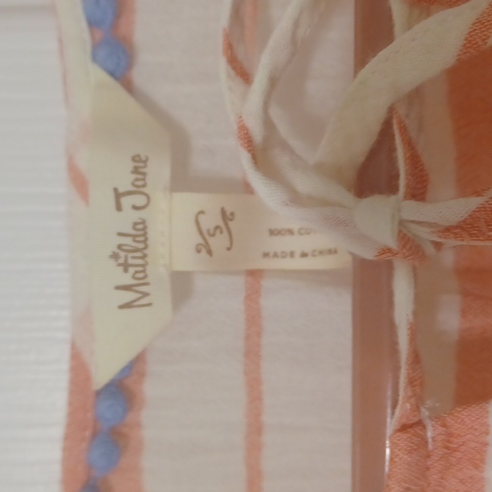 Matilda Jane sz S, Peachy Pink & Cream Horizontal Stripe Tunic with Tie Front - Picture 2 of 10